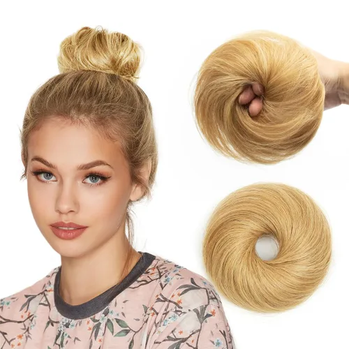 Vista 28 de Moño de Cabello Humano 100%, Moño Desordenado Pieza de Cabello Extensiones de Cabello Humano Real Moño de Cabello Rizado Natural Piezas de Cabello