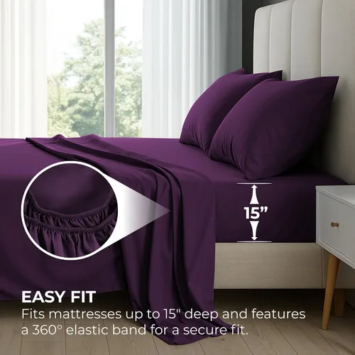 Vista 68 de Pure Bedding Juego de Sábanas Twin - Sábanas de Cama de Microfibra Ultra-Suave 1800 - Doble Cepillado - Bolsillos Profundos - Ajuste Fácil - Extra