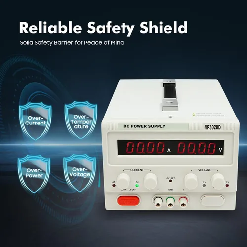 Vista 7 de Fuente de alimentación de CC variable 0-30V 0-20A, fuente de alimentación de banco de CC regulada de conmutación ajustable, protección múltiple de 4
