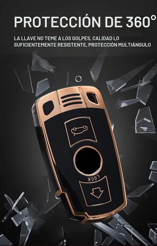 Vista 3 de ontto Funda de llave de TPU para llavero de coche Compatible con BMW 1 3 5 Serie E90 E92 E93 X5 X6 Z4 E90 Protector antiarañazos para llave Negro L