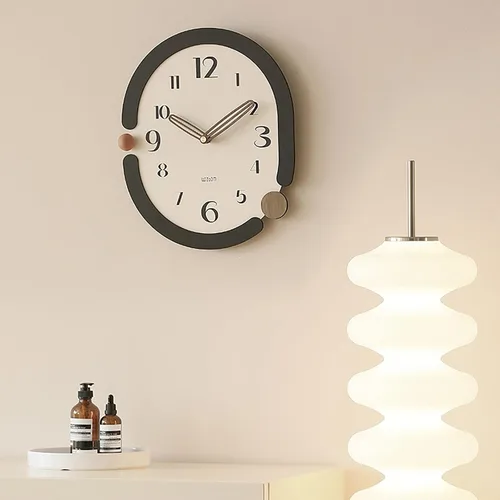 Vista 4 de Wooden Wall Clock, Living Room Decorative Wall Clock, Solid Wood Frame Silent Wall Clock for Bedroom, Living Room, Entryway(Black)