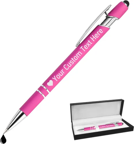 Vista 15 de STREADVE Bolígrafos personalizados personalizados con nombre grabado, logotipo, texto, bolígrafos de escritura suave, regalo personalizado para Negro