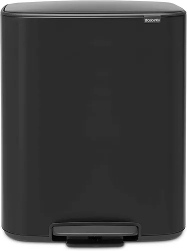 Vista 18 de Brabantia Bo - Basurero de cocina con compartimento individual, color negro mate, cubo interior de 9.5 galones, cubo de basura de cierre suave
