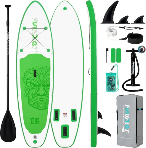Vista 10 de FunWater Inflatable Stand Up Paddle Board with Beginners SUP Accessories 10'6'' SUP,Anti-Slip EVA Deck,200-450lbs Capacity/Big Fin，Inflatable