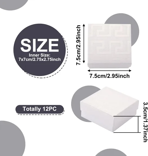 Vista 6 de 12 cajas de cartón cuadradas para joyas, cajas de accesorios de tarjetas de papel blanco, caja de regalo con esponja en el interior para collar