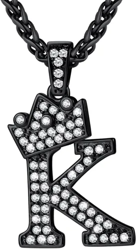 Vista 76 de U7 Crown Initial Number Necklace for Men Women A-Z Letter Pendant Chain a. Oro
