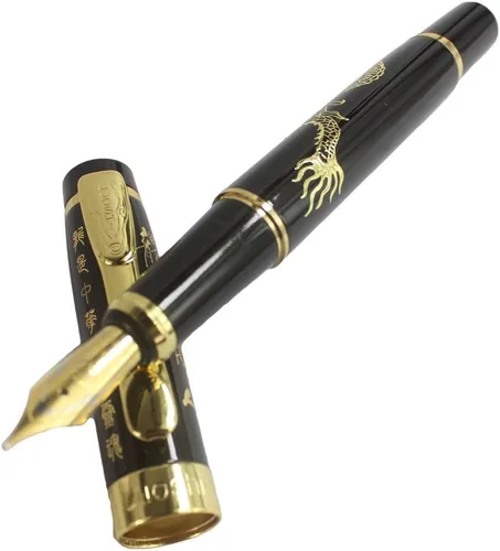 Vista 4 de Gullor 818 Fountian Pen con clip dorado - Negro