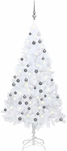 Vista 21 de 6.5ft Pre-Lit Artificial Christmas Tree with 250 LED Lights, Hinged PVC Branches, Metal Stand, and Decorative Balls for Indoor Holiday Decor Verde
