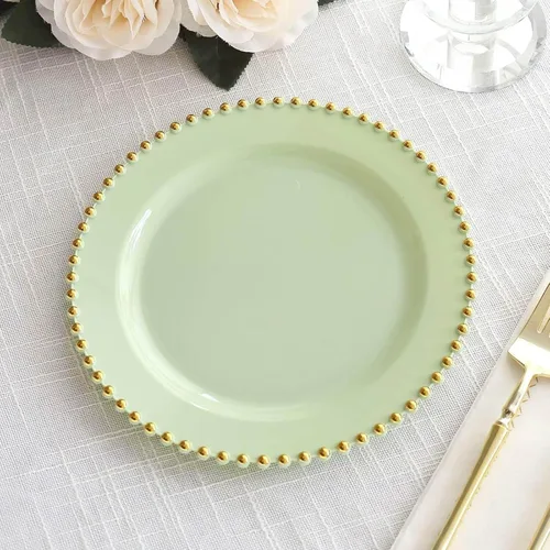 Vista 39 de Efavormart - Paquete de 10 platos de postre de plástico transparente rubor con borde de cuentas, platos redondos desechables para ensalada, 8