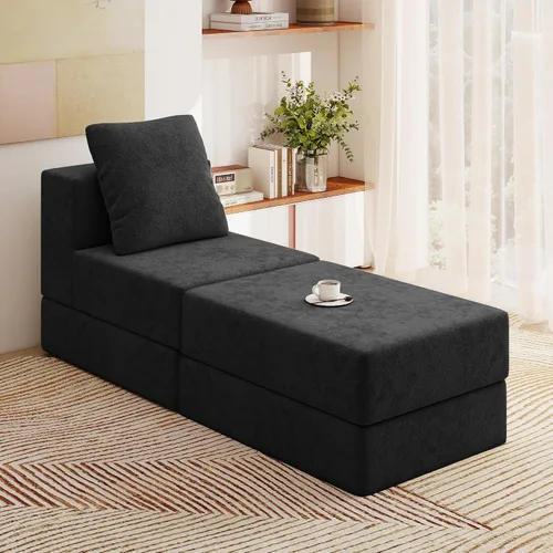Vista 13 de Living&Giving Sofá seccional en forma de nube para sala de estar, sofá modular sin huesos con 1 otomano, el asiento central se puede combinar