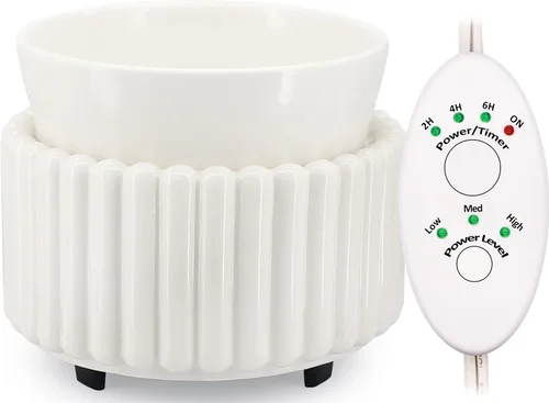 Vista 10 de VICTORIA AROMA Calentador de cera de cerámica para derretir – Calentador de cera eléctrico 3 en 1 sin humo y sin llama, calentador de velas fácil