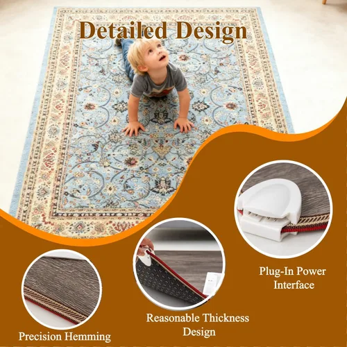 Vista 5 de Large Graphene Electric Heated Floor Mat, Electric Heated Area Rug with 60 Gear Adjustment Temperature, Plug in Heating Mat, for Home Office Study