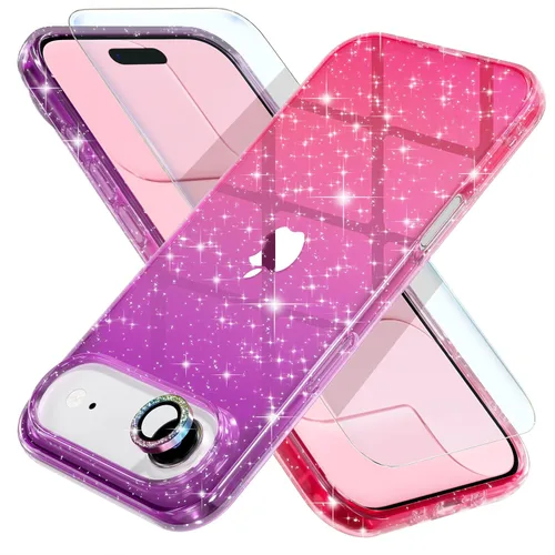 Vista 45 de Choiche, funda para iPhone 14 de mujer, brillante, protección de grado militar, 2 cubiertas de lentes de cámara Diamond, 2 protectores de vidrio