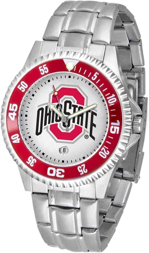 Vista 14 de SunTime Reloj de cuarzo de 1.575 in para hombre, correa de acero inoxidable de 0.787 in, esfera Gameday