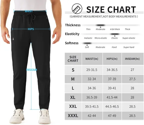 Vista 6 de URBEST Pantalones de golf elásticos para hombre con bolsillos con cremallera, pantalones deportivos ajustados para hombre, entrenamiento, viajes
