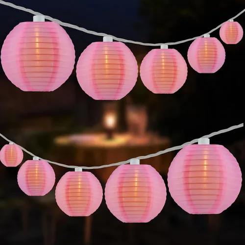 Vista 14 de HOSY 10 unidades de linterna con 3.35 m de luces de cadena de alambre blanco, luces de linterna enchufables con separación de 30.5 cm (multicolor)