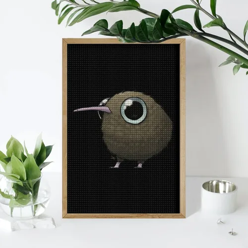 Vista 7 de Kit de pintura de diamante con diseño de pájaro kiwi gordo lindo y cuadrado completo, manualidades para decoración de pared del hogar