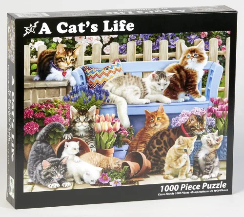 Vista 2 de Vermont Christmas Company Rompecabezas de la vida de un gato de 1000 piezas