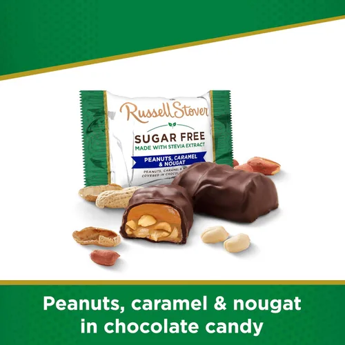 Vista 4 de Rusell Stover - Dulces de chocolate con leche sin azúcar y con sabor a maní, caramelo y turrón (paquete de 10 bolsas de 3 oz)