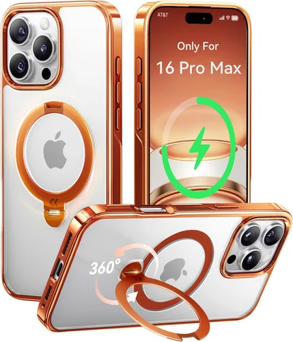 Vista 14 de CASEKOO Funda plateada brillante para iPhone 17 Pro con soporte magnético giratorio de 360 grados [compatible con MagSafe]