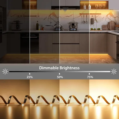 Vista 6 de Paquete de 3 Tiras de Luces LED de 6.6 Pies Alimentadas por Batería, Tira de Luz LED Blanca Cálida y Blanca Fría Alimentada por Batería, Luz