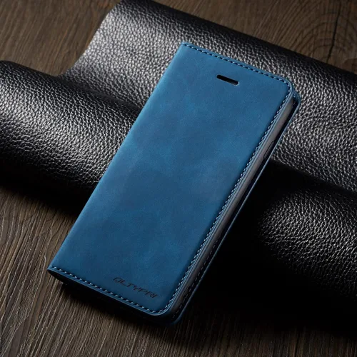 Vista 7 de QLTYPRI Funda tipo cartera para iPhone XR, 3 tarjeteros, color azul
