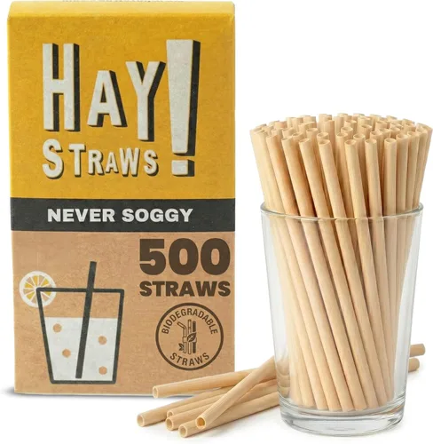 Vista 12 de HAY! Straws Pajitas regulares de 7.75 pulgadas 3000 unidades 100% biodegradables y compostables Duraderas, no se empañan, sin gluten