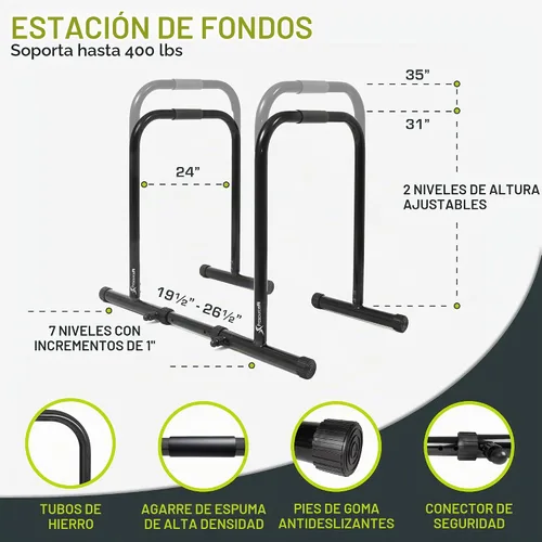 Vista 2 de ProsourceFit Estación de soporte de inmersión, barra de prensa de cuerpo resistente Ultimate con conector de seguridad para inmersiones de tríceps