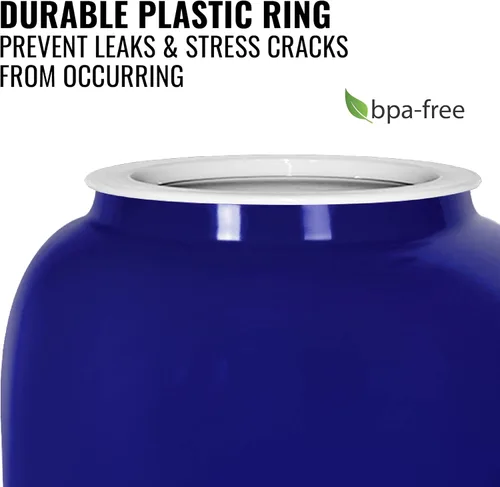 Vista 3 de Dispensador de agua de cerámica de porcelana Geo Sports, soporte de madera de 8 pulgadas, grifo de acero inoxidable, válvula incluida. Se adapta a