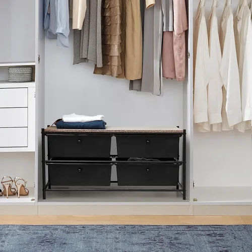 Vista 6 de DormCo Suprima® Cajones Multiusos con Estante - Negro/Roble Real Parte superior blanca/blanqueada