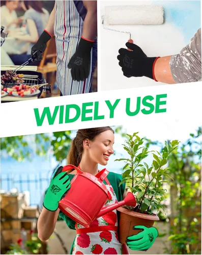 Vista 6 de Honeydak 36 pares de guantes de jardinería para hombres y mujeres, guantes de jardín con revestimiento de goma transpirable