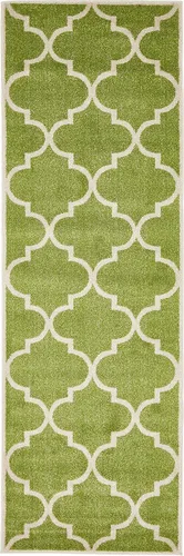 Vista 2 de Unique Loom Trellis Collection - Alfombra marroquí de pasillo verde celosía (2 pies 7 pulgadas x 8 pies)