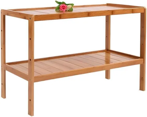 Vista 15 de Estante de almacenamiento de madera maciza con estantes ajustables, estante de almacenamiento de bambú de varios niveles para cocina, sala de estar