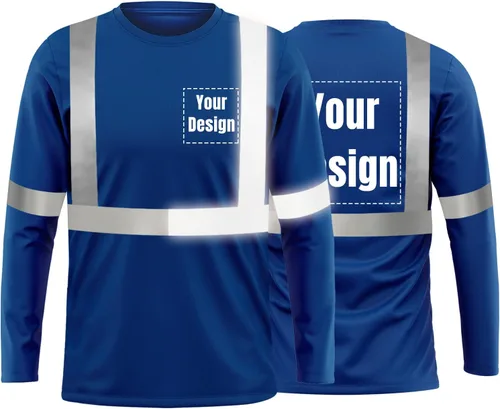 Vista 15 de La alta visibilidad reflexiva de las camisetas de la seguridad del logotipo de encargo Hola Vis de Verde neón