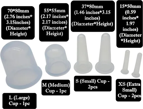 Vista 2 de COOL & FRESH Vasos de silicona al vacío anticelulitis para masajes – Juego de 6 piezas para masajes corporales, normales corporales, faciales