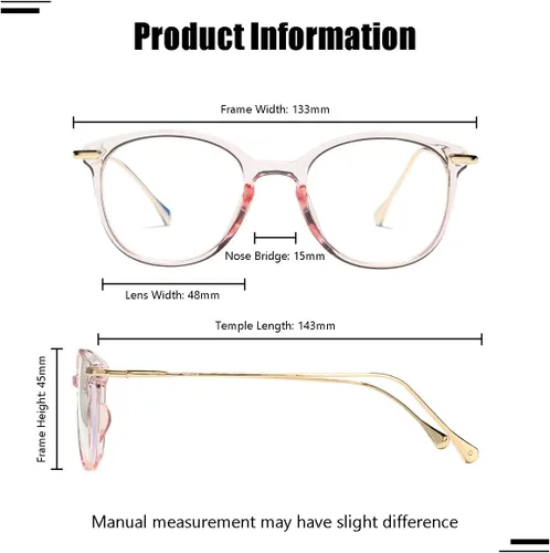 Vista 4 de Gafas redondas retro con bloqueo de luz azul para mujeres y hombres