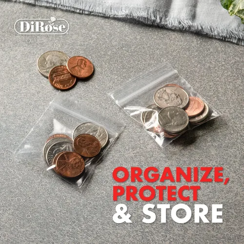 Vista 8 de DiRose Paquete de 1000 bolsas de plástico transparentes con cierre de 2 mil de 1 x 1 pulgada, cierre superior resellable para almacenamiento