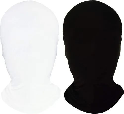 Vista 10 de 2 máscaras de cara completa, máscaras de segunda piel BW, capucha de licra para Halloween para tela unisex 2 negro
