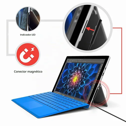 Vista 7 de Sisyphy Cable de carga Surface Connect a USB C para Microsoft Surface Pro 6ft Nylon Braided, USB-C Charger Cord for Surface Pro 12/11/10/7/6/5/4/3