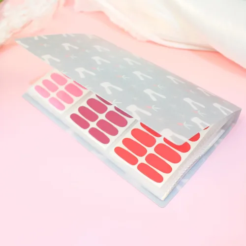 Vista 3 de Álbum de recolección de 120 ranuras para tiras de esmalte de uñas, envolturas completas para uñas de los pies, carpetas de almacenamiento vacías