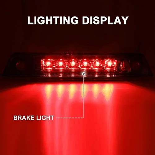 Vista 2 de Tercera luz de freno LED, luz de freno trasera de montaje alto, lámpara de carga para Jeep Grand Cherokee 2005-2010 (lente ahumado+carcasa cromada)