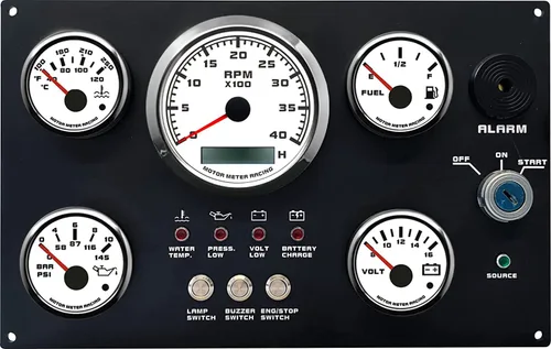 Vista 8 de MOTOR METER RACING Juego de 5 calibradores de la serie Pro W Panel de instrumentos tacómetro de 85 mm 3-3/8" 52 mm 2-1/16" Voltaje 12V Nivel