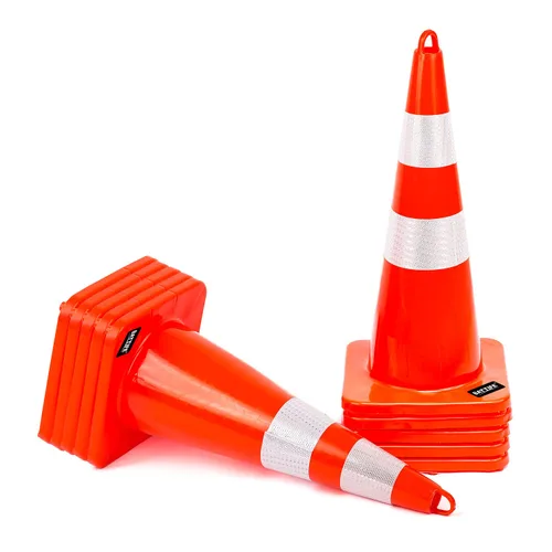 Vista 20 de BATTIFE Paquete de 6 conos de seguridad de tráfico de 18 pulgadas con collares reflectantes, cono de construcción naranja de PVC para el hogar