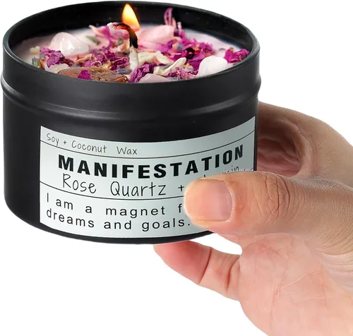 Vista 11 de Velas de cristal, velas mágicas curativas, meditación mente-cuerpo, regalos para alentar a las mujeres, regalos de trabajo nuevos (comienzo fresco)