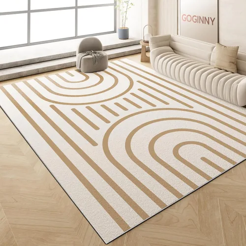 Vista 12 de Alfombra moderna lavable de 5x7 para sala de estar, alfombra grande minimalista artística abstracta en blanco y gris, alfombra de pelo bajo ultra