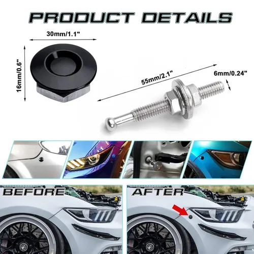 Vista 3 de x xotic tech Kit de tapa de bloqueo de capó de parachoques con botones de liberación rápida Universal para automóvil (negro)