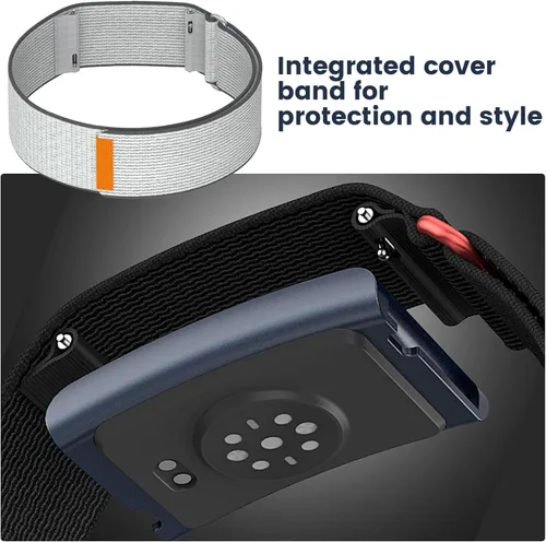 Vista 4 de Correa de nailon en bucle compatible con Amazfit Helio, correa de muñeca deportiva transpirable con cierre de gancho y bucle y diseño cubierto