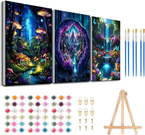 Vista 39 de Meothan Kits de pintura por números para adultos enmarcados, pintura de otoño por números para adultos principiantes, kits de pintura de calabaza