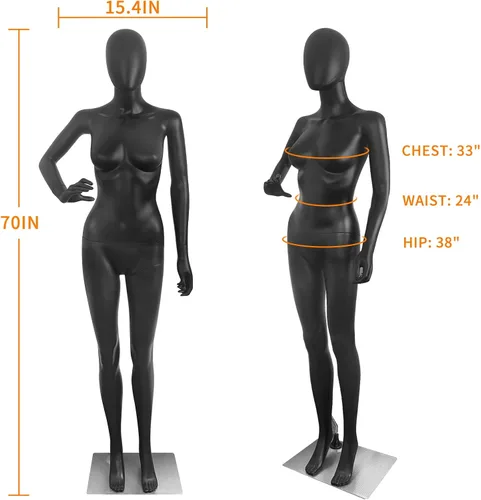 Vista 4 de Maniquí femenino de cuerpo completo Forma de maniquí Cuerpo de maniquí 70 pulgadas Maniquíes ajustables Modelo de vestido de plástico desmontable