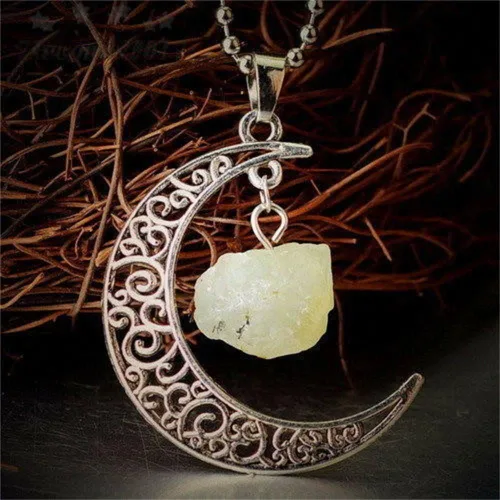 Vista 4 de Joyería de cuarzo rosa amatista citrino joyería de moda de piedra natural, collar de piedra natural con colgante de cristal de cuarzo natural